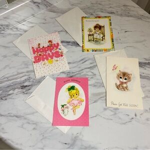 Vintage Cards Kistchy cute Un Used Happy Birthday Happy Days Get well soon cards